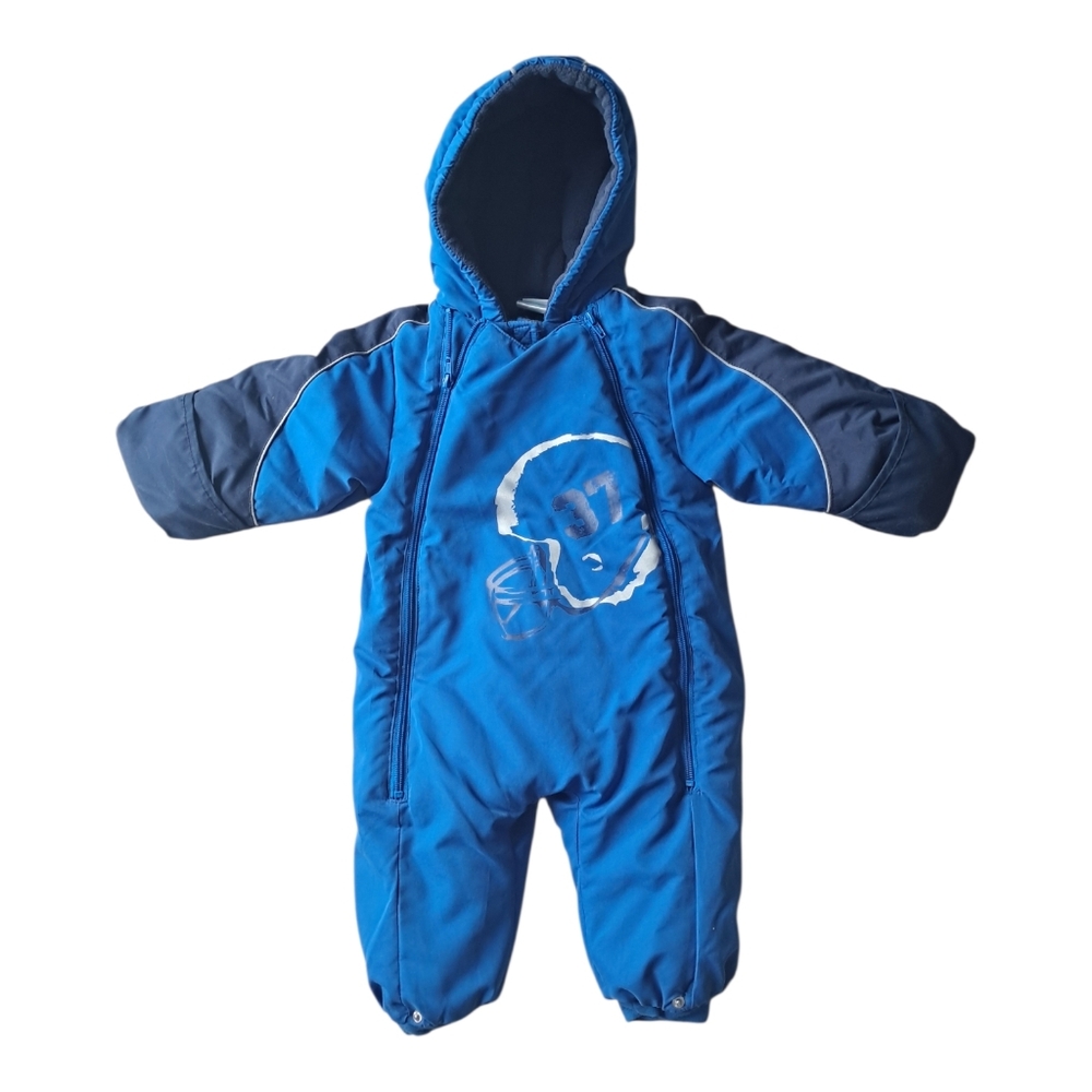 Okie Dokie Full Snowsuit 18 Months Blue With Football Theme and Blue Hat‎